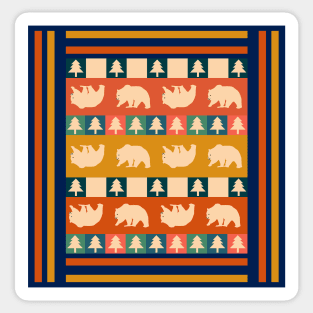 Multicolored winter pattern with bears Sticker